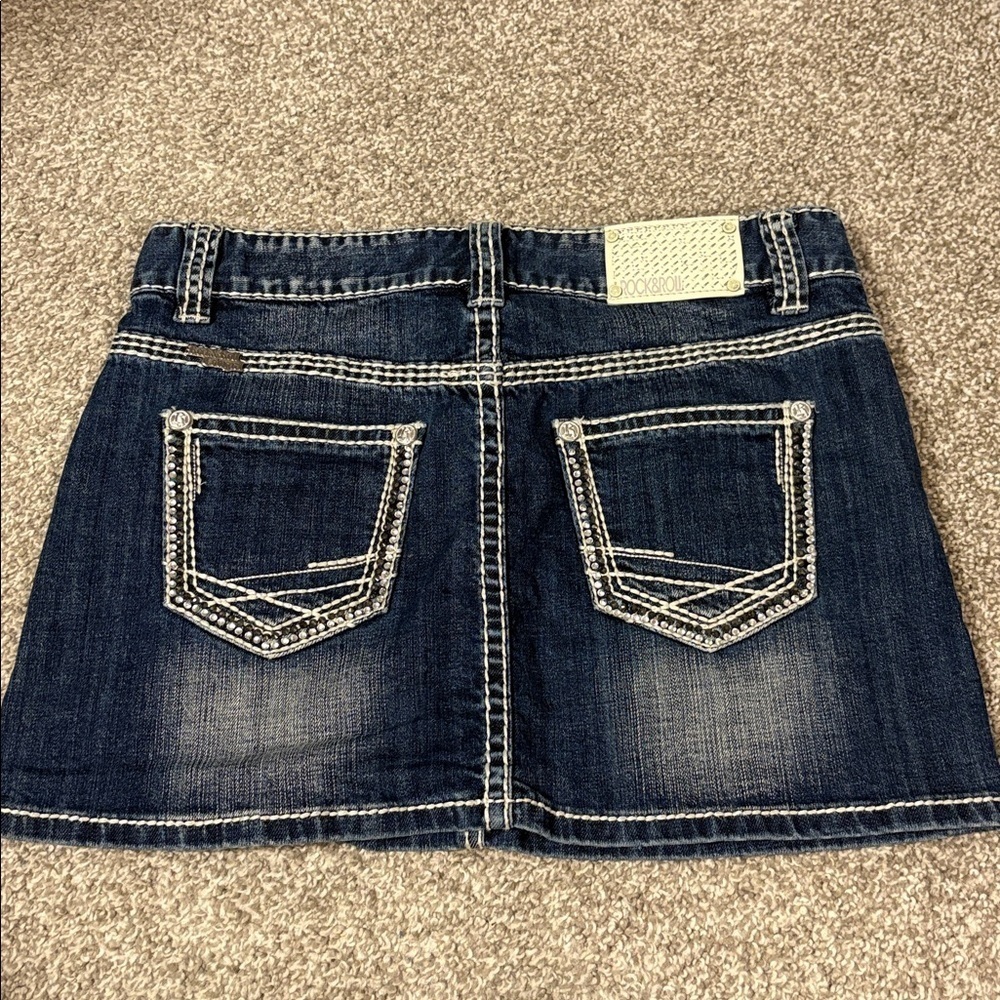 Rock and Roll Denim Mini Skirt - Picture 3 of 3